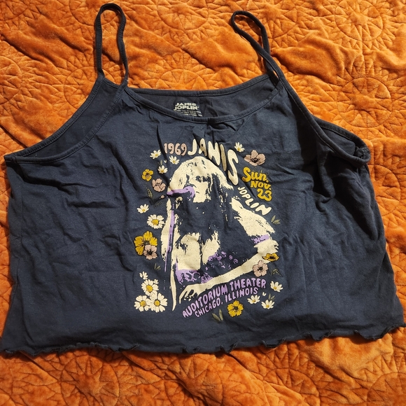 Janis Joplin navy blue, pink, and orange floral pajama sleep set - Picture 3 of 5